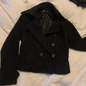 Cropped black pea coat